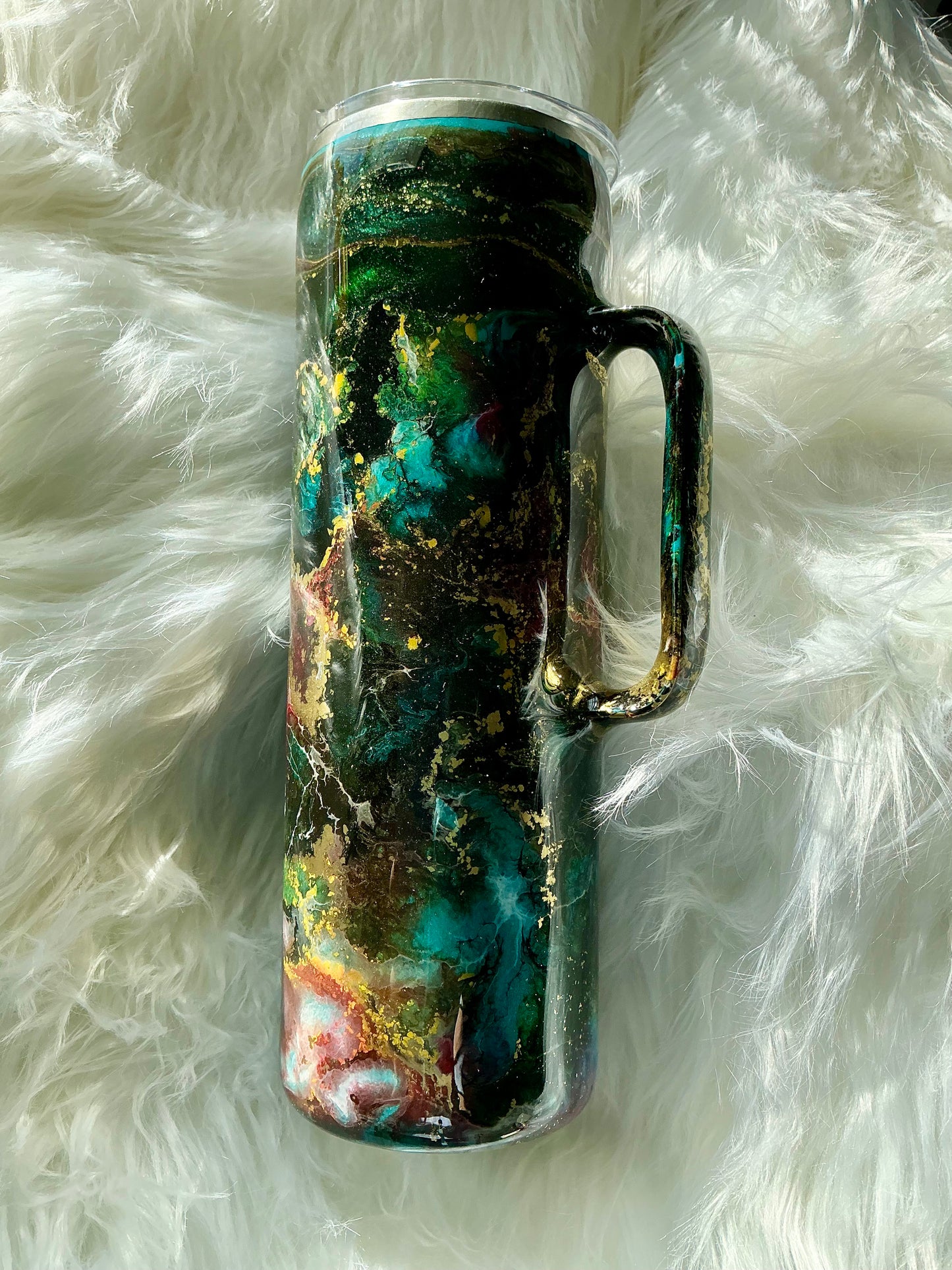 #21.   30 oz Hoggdle in Earth Tones with a Teal Base