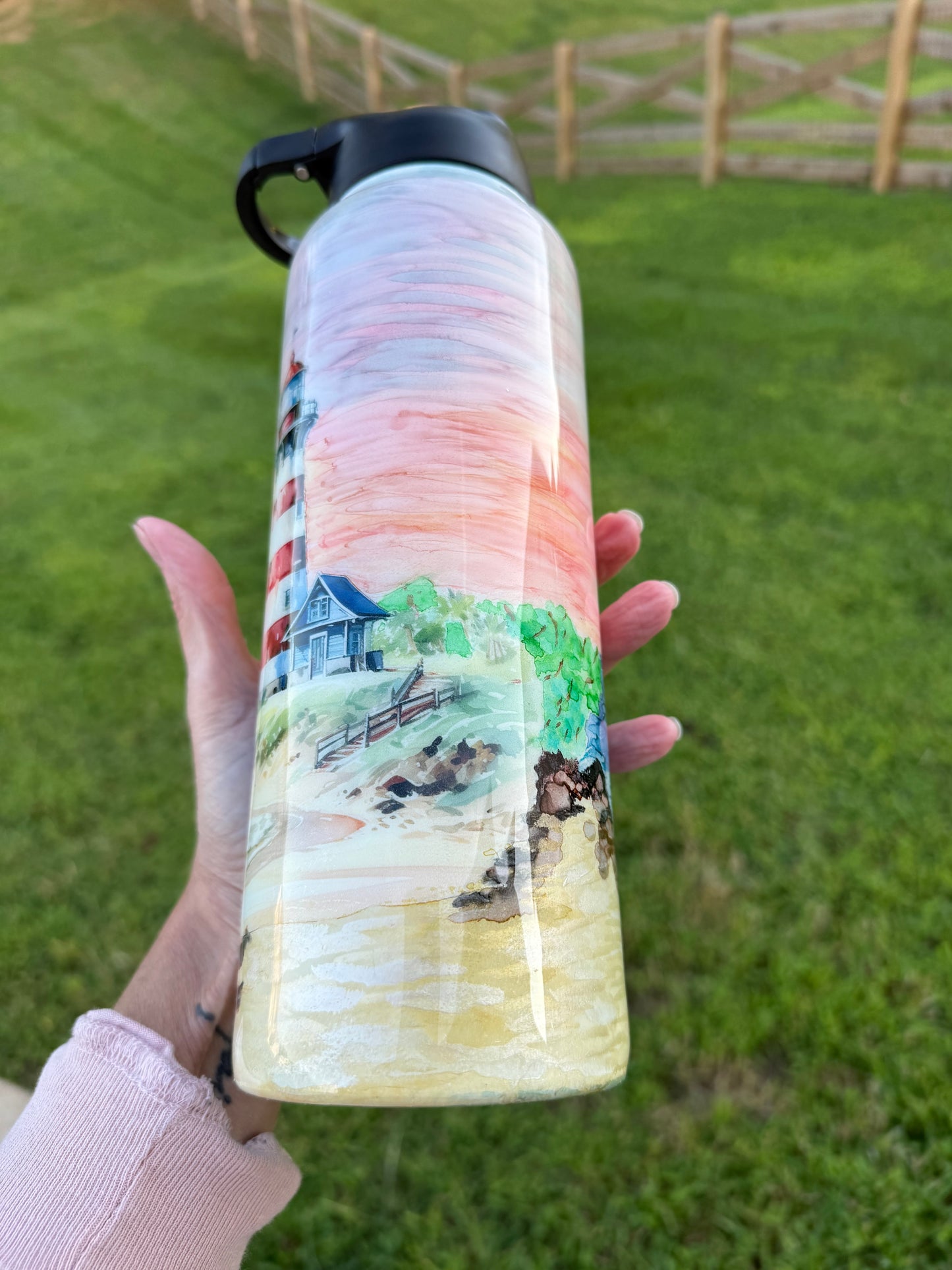 40oz Hydro Lighthouse with Alcohol Inks