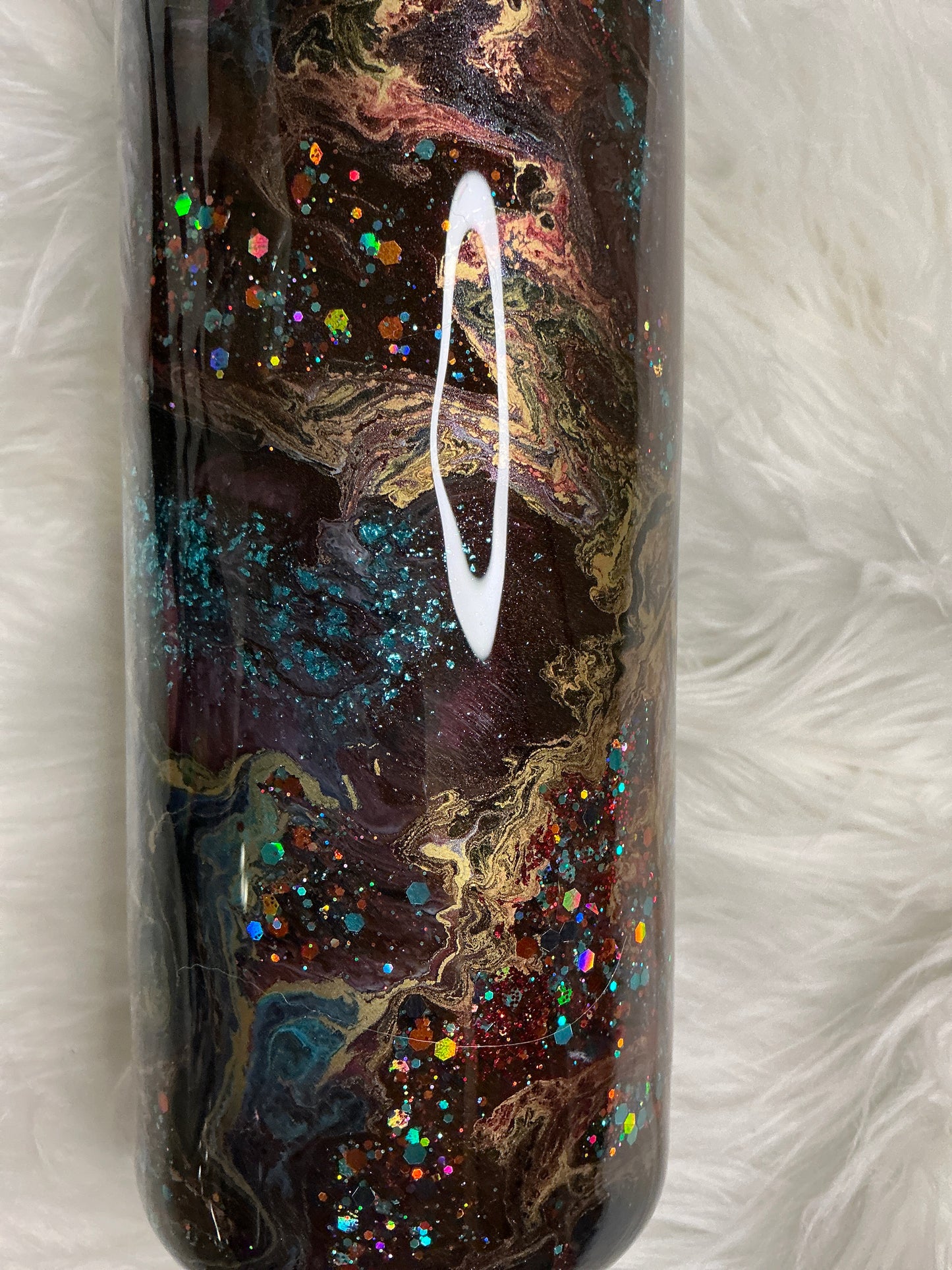 #611.   30 oz Skinny - Turquoise , Red, & Brown Suspension