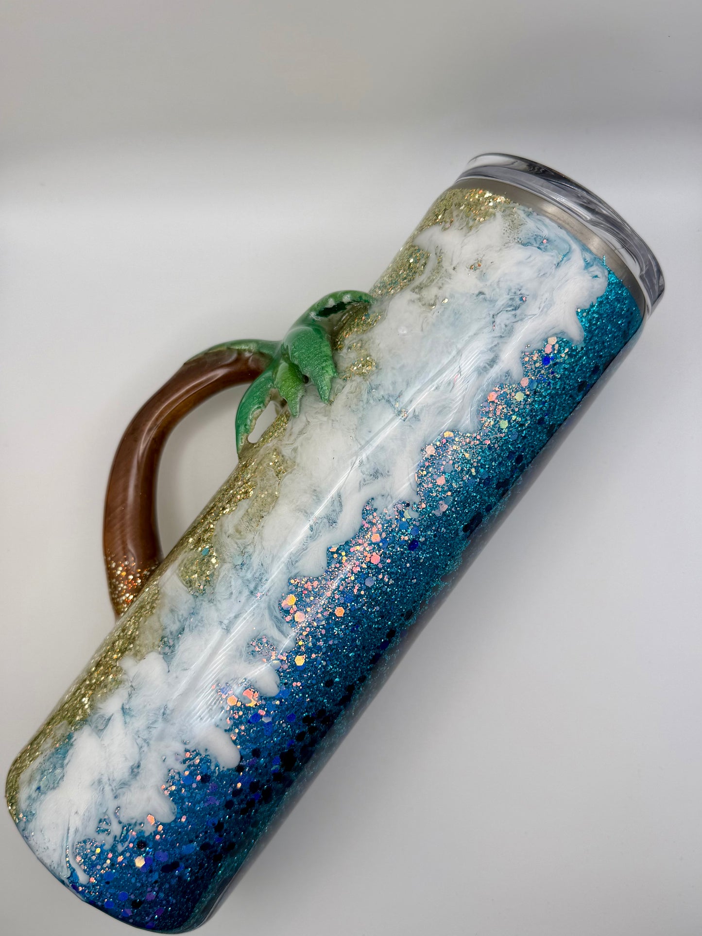 30 oz skinny tumbler with 3-D Palm Tree