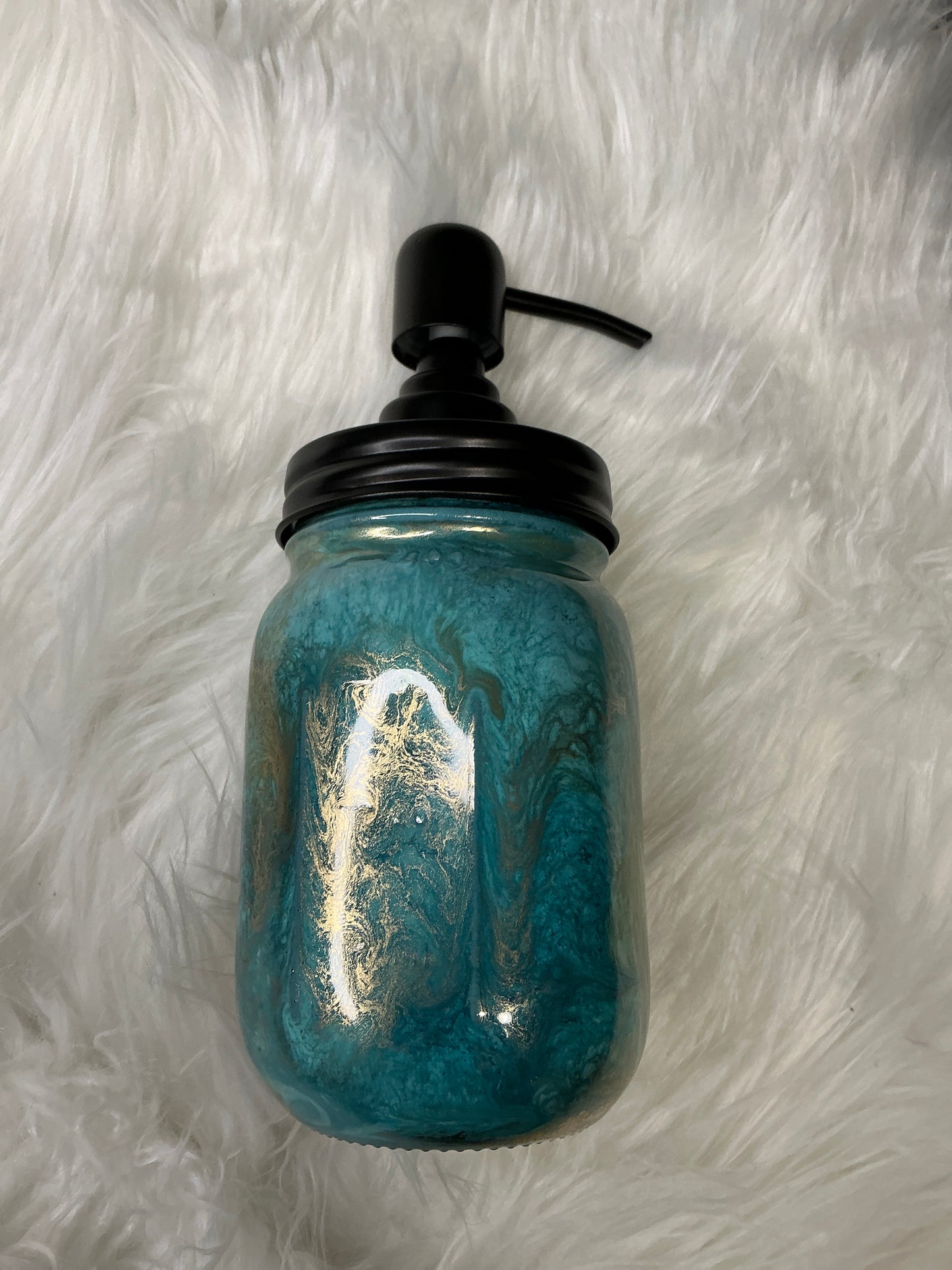 #620.  12oz Soap or Lotion Dispenser -  Turquoise Swirl