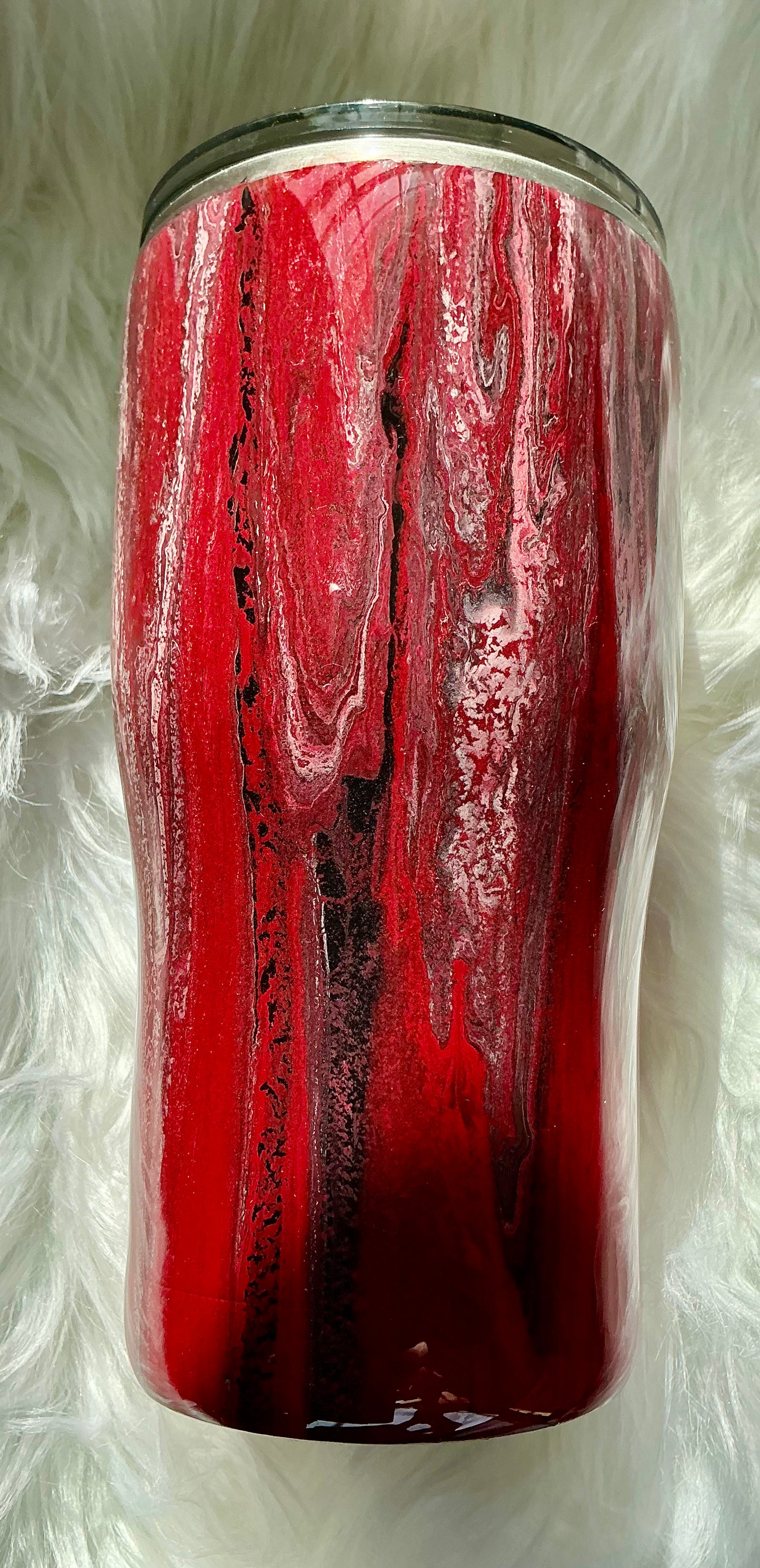 20 oz Modern Curve -  Dirty Pour Technique in Red, Black, & White
