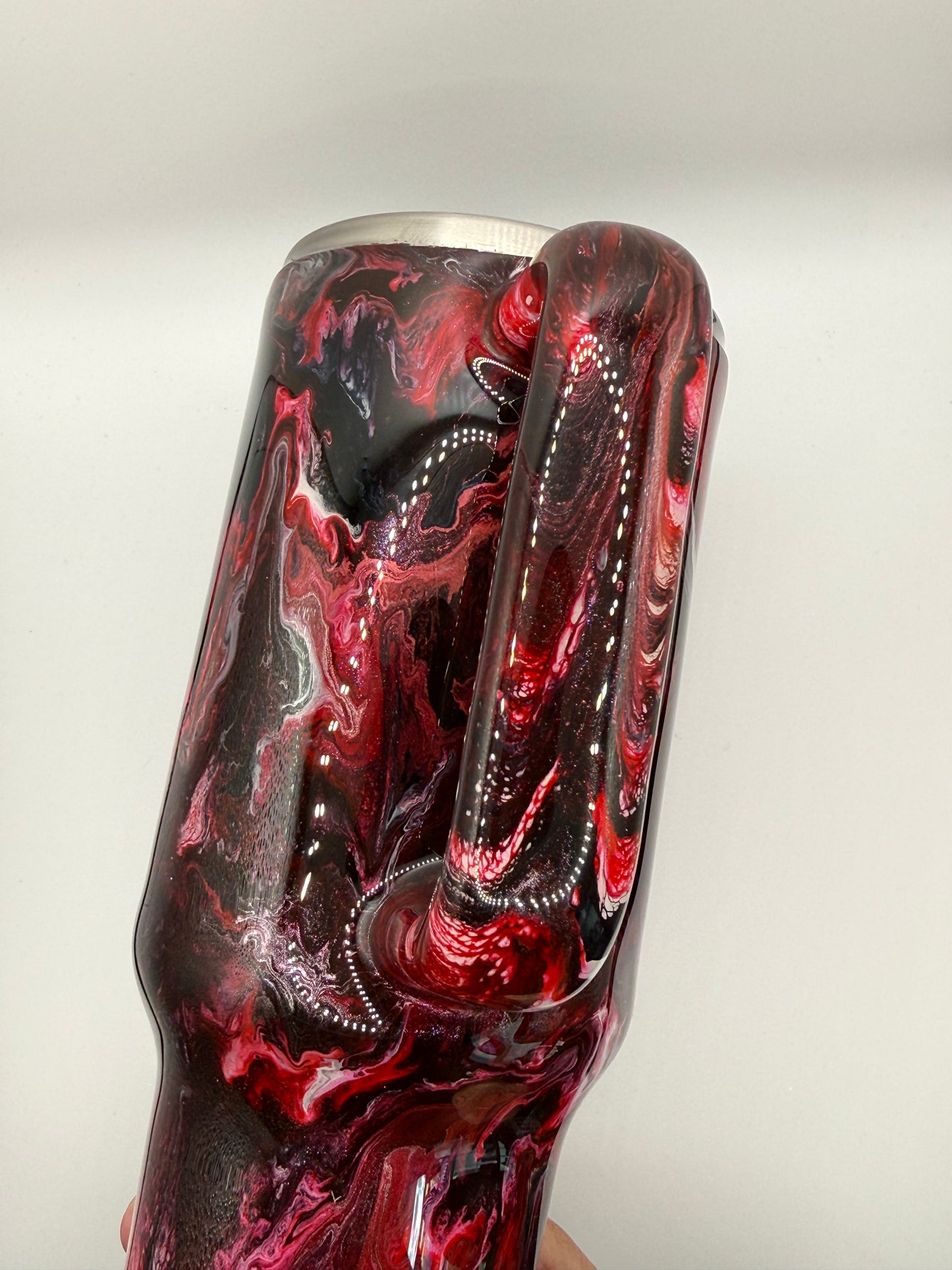 40 oz Traveler with Red & Black ink & Silver Alloy