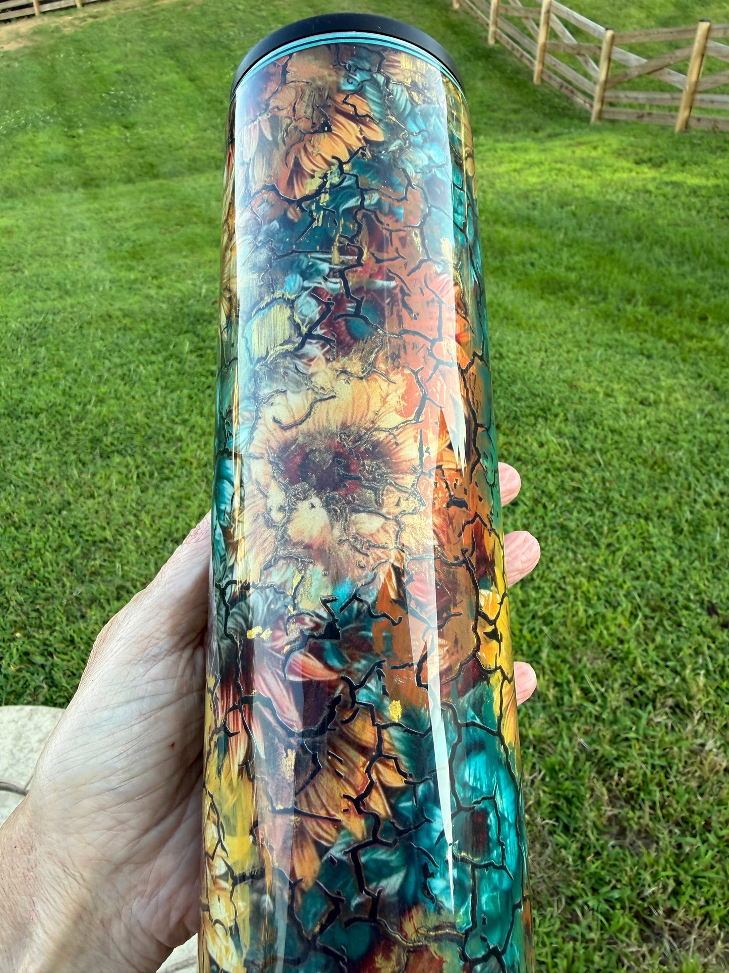 32 oz Tipsy GRUNGE with Sunflowers & Crackle