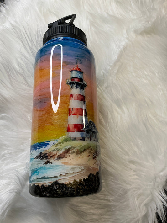 #636 32oz Hydro with a Lighthouse Hand Painted