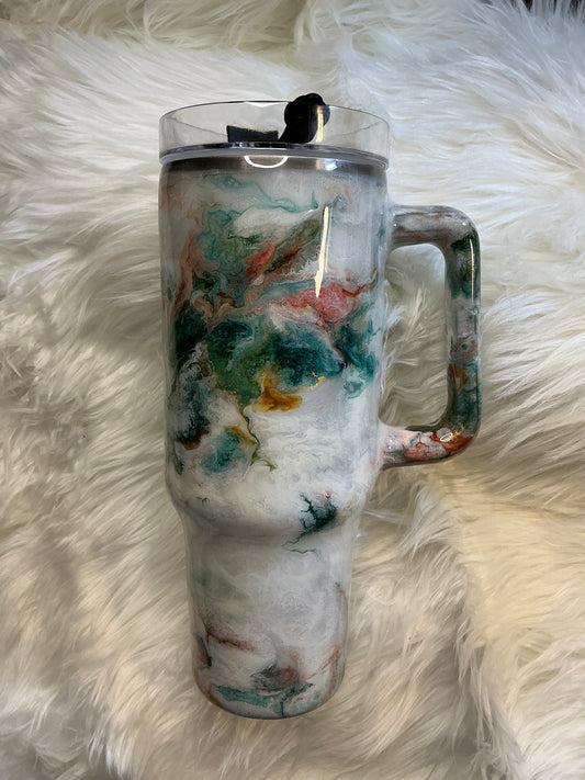 #1.    40 oz Traveler in a Western Marble Technique