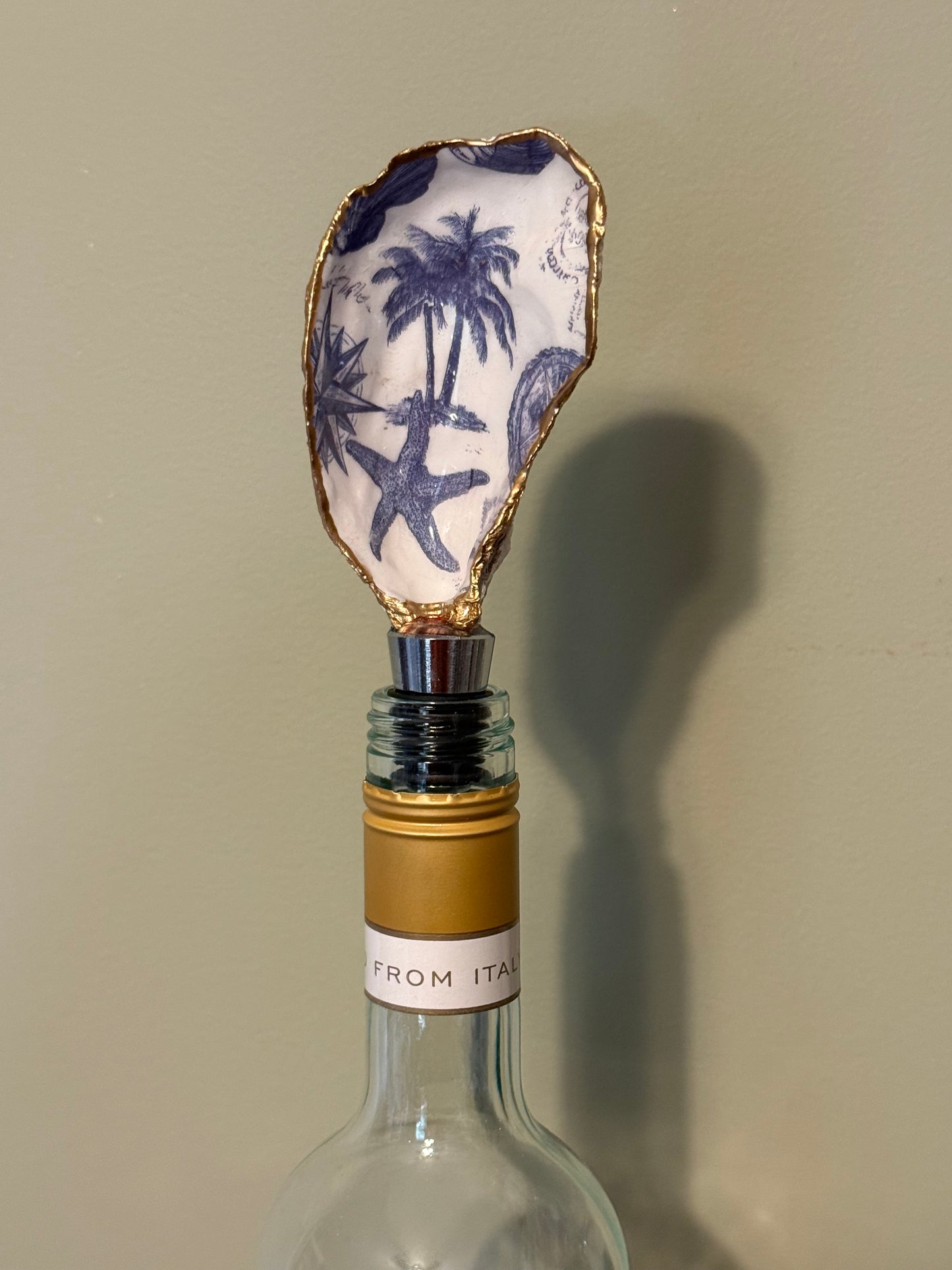 Wine Stopper - Oyster Shell Palm Tree & Star Fish