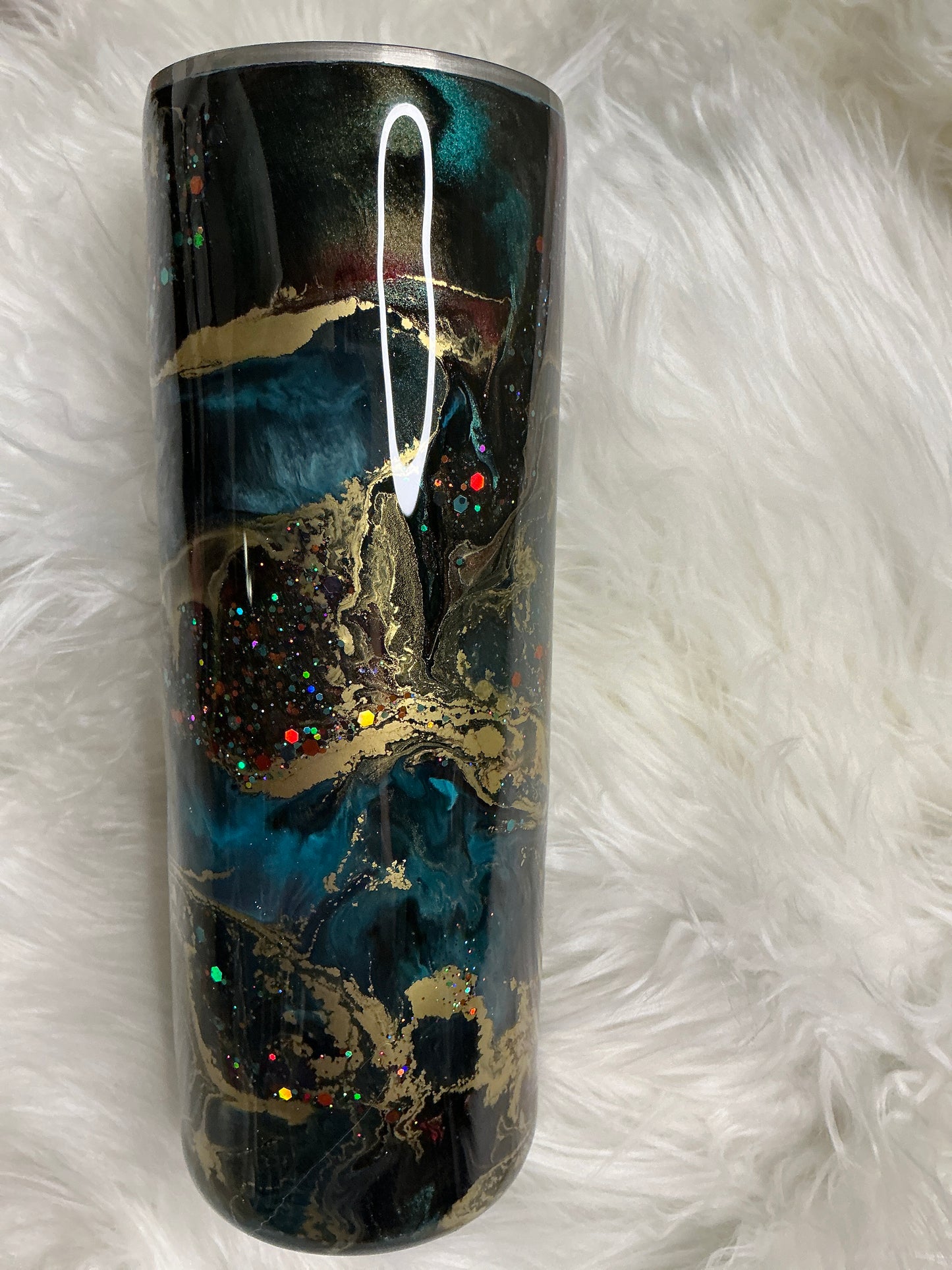 #612.  20oz Skinny - Turquoise , Red, & Brown Suspension