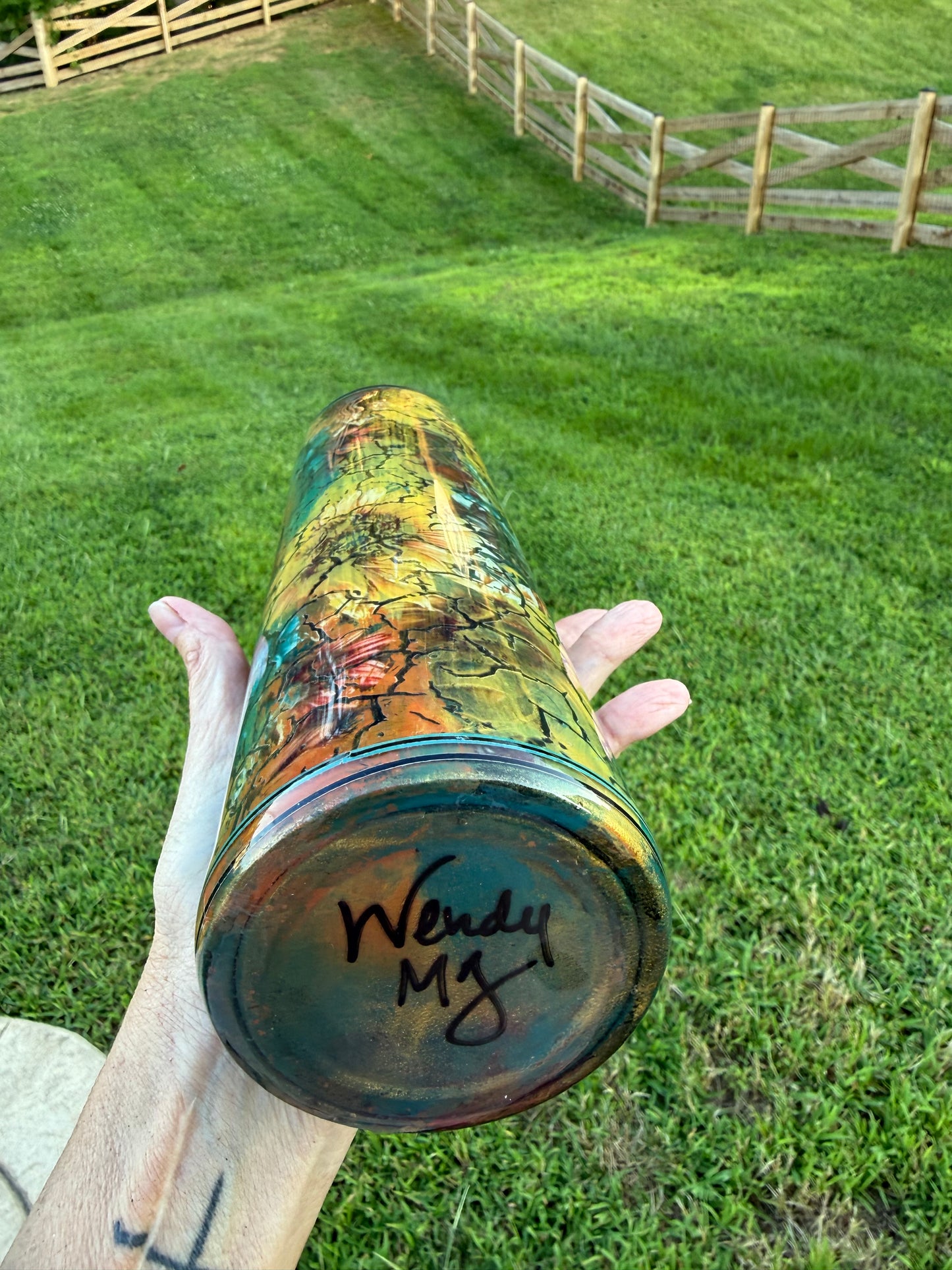 32 oz Tipsy GRUNGE with Sunflowers & Crackle