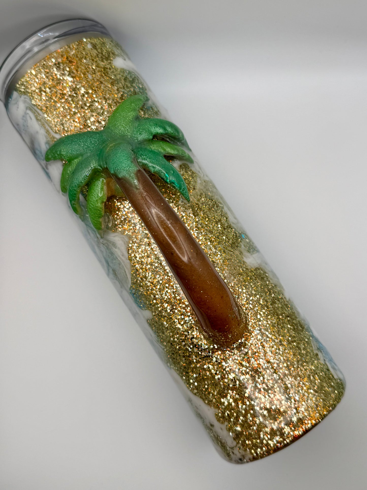 30 oz skinny tumbler with 3-D Palm Tree