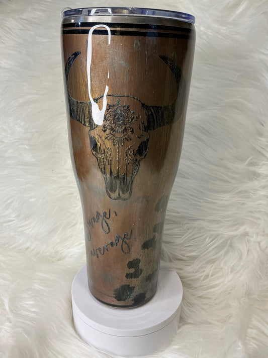 #698. 40 oz Modern Curve in Western Mixed Media “Be Savage, Not Average”