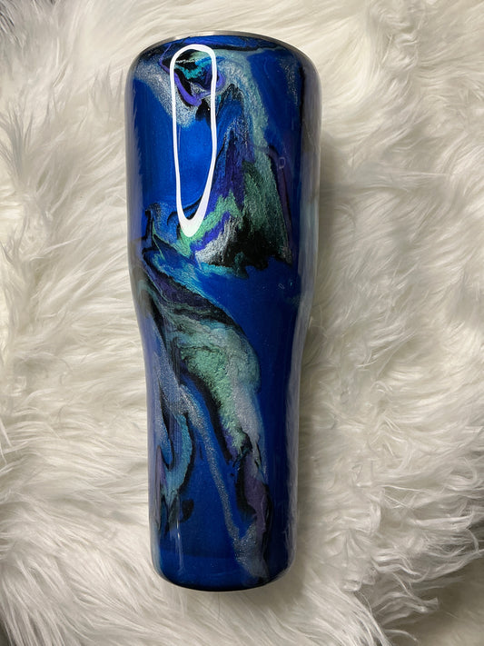 #631.   40oz Modern Curve Royal Blue Shimmery Base TX Oil Leak