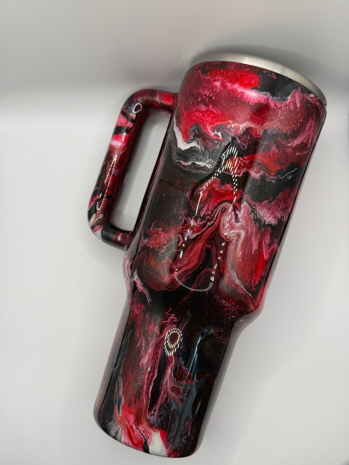 40 oz Traveler with Red & Black ink & Silver Alloy