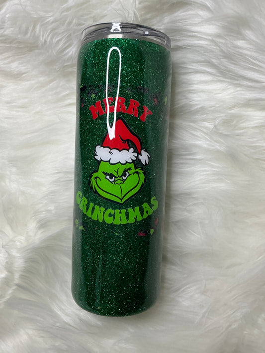 #103.    20 oz  Skinny - Merry Grinchmas Green Glitter Base