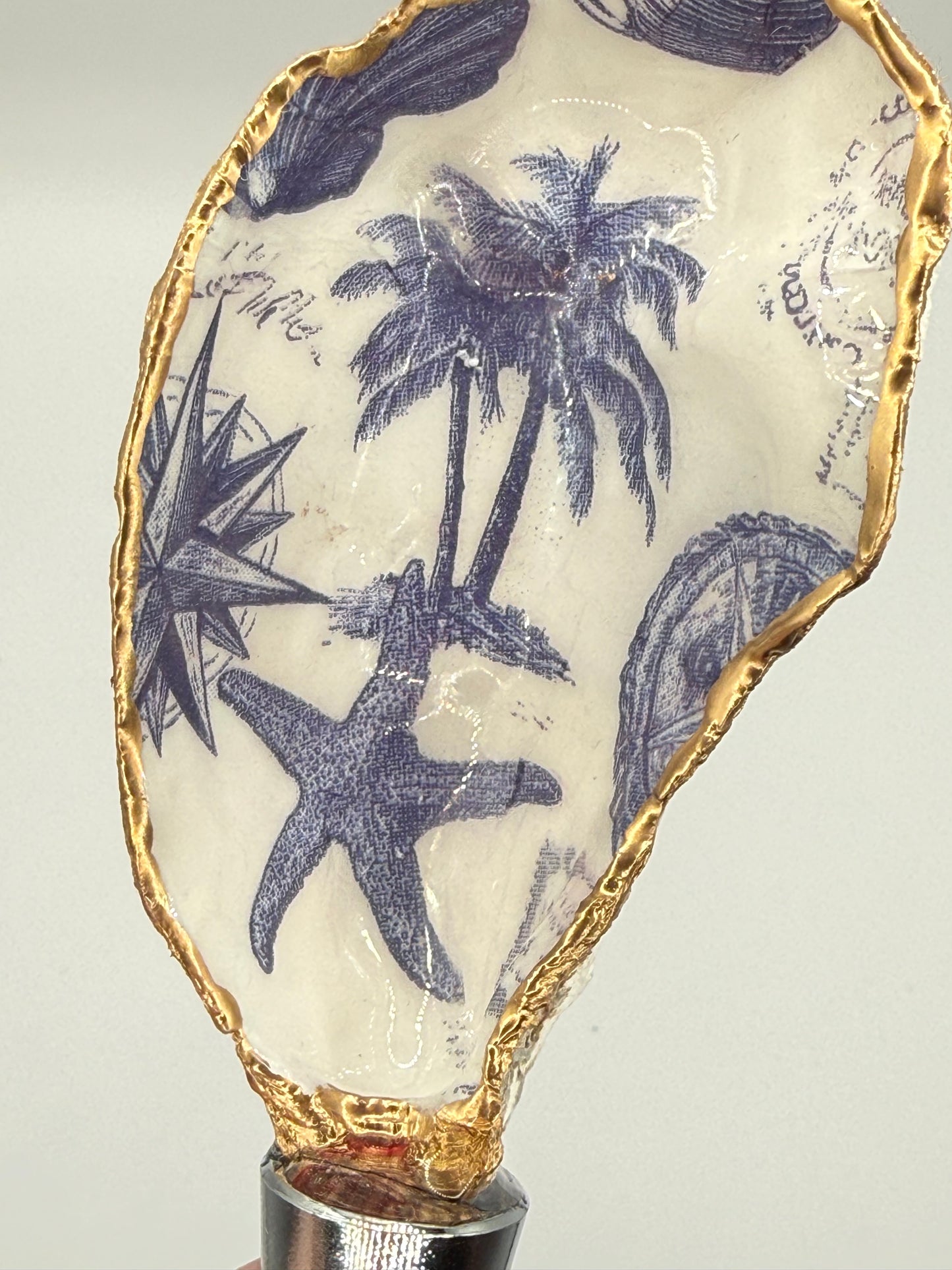 Wine Stopper - Oyster Shell Palm Tree & Star Fish