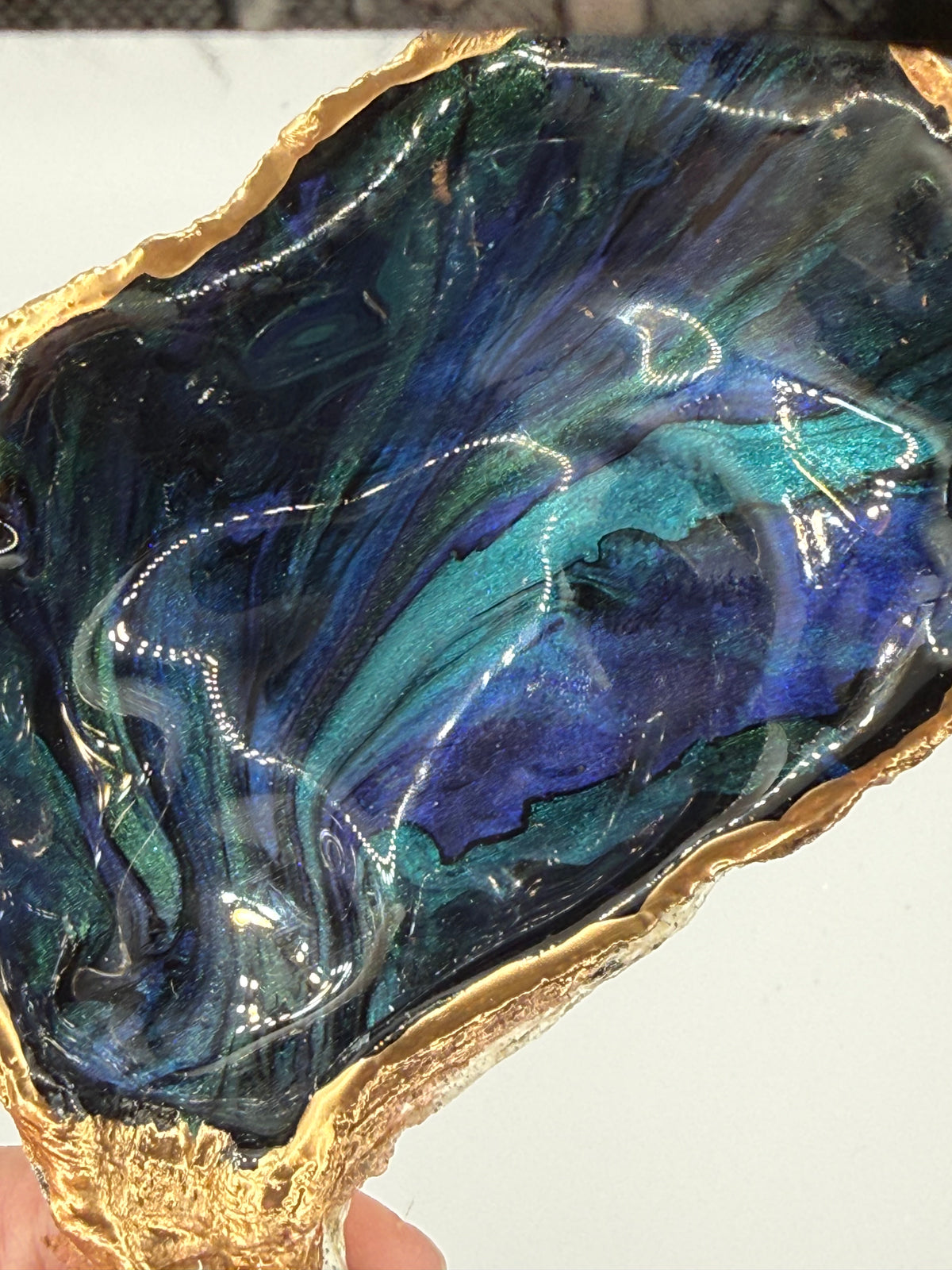 Wine Stopper - Oyster Shell w/ Blues, Greens, and Purple