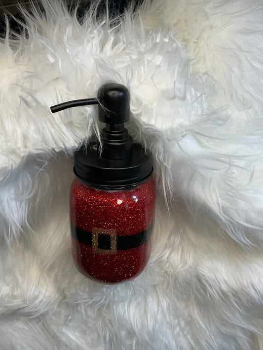 #208.    16 oz Soap Dispenser - Red Santa Suit