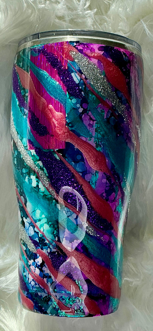 #24.   30 oz Modern Curve in Pinks, Teals, and Purples