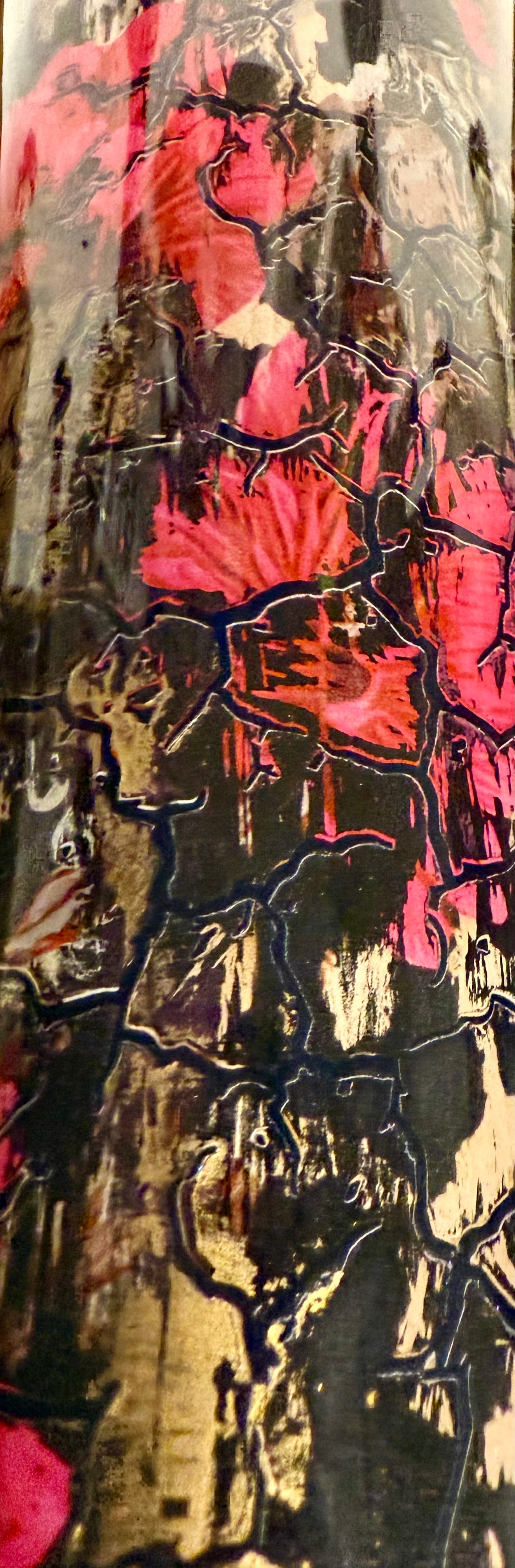 #715. 32 oz Tipsy GRUNGE with Pink Flowers & Leopard print with a GRUNGE Element Sheet