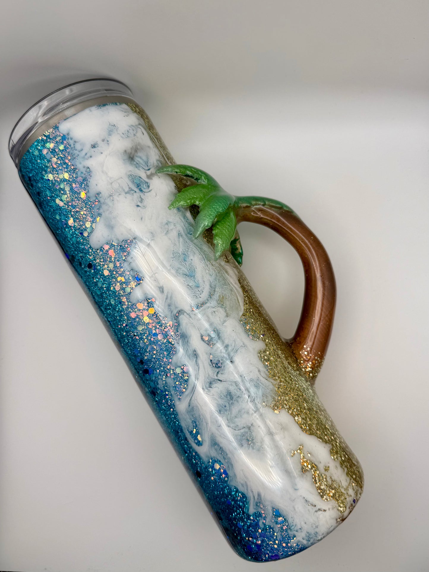 30 oz skinny tumbler with 3-D Palm Tree