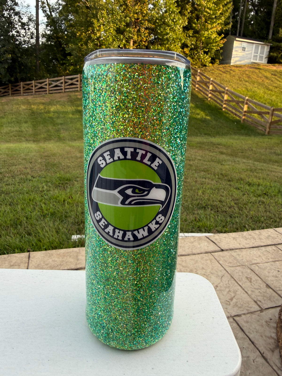 Seahawks Green Glitter with Seattle Decal - 20 oz