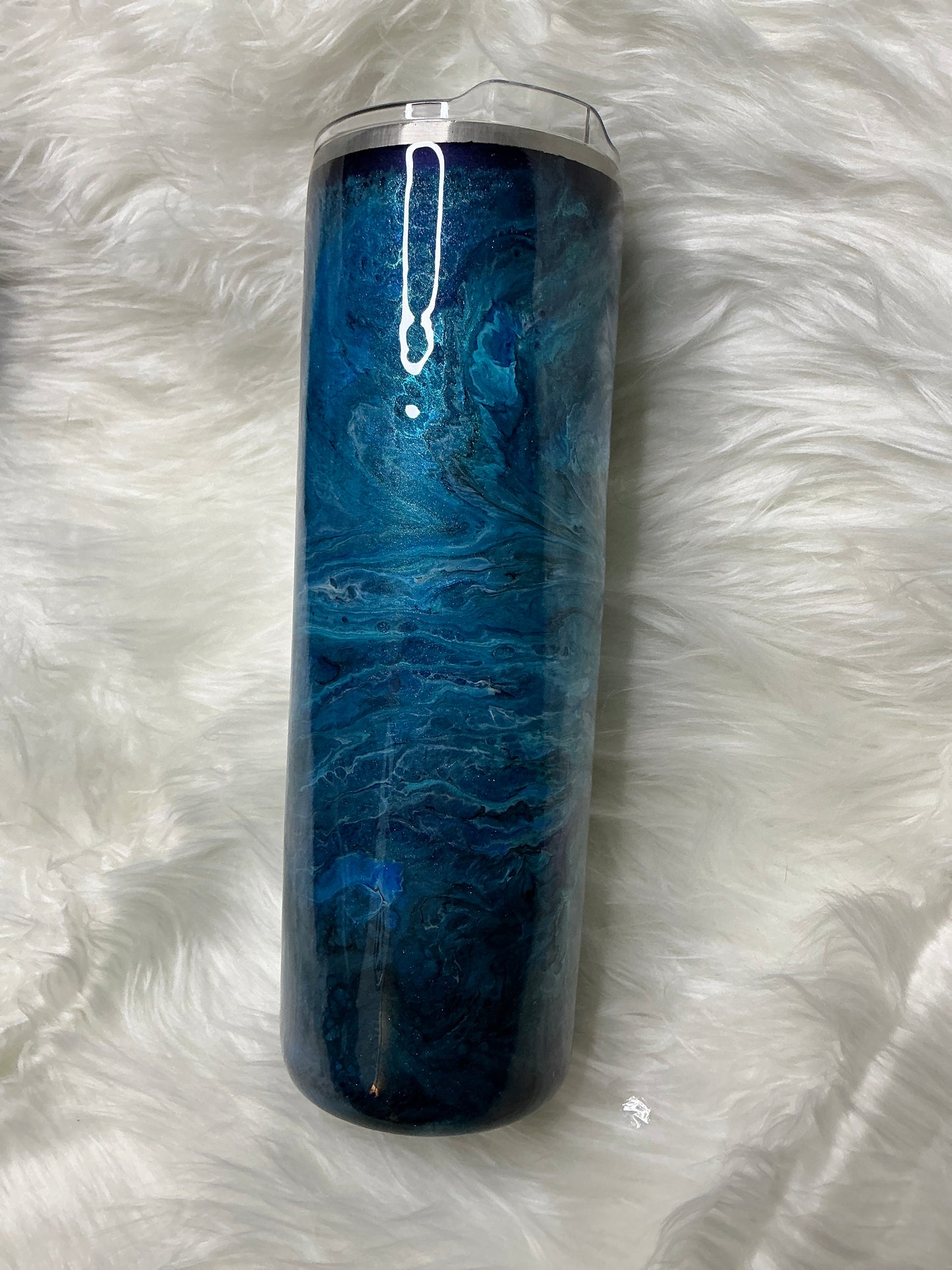 #78.    30 oz Skinny - Turquoise Swirl with Celling