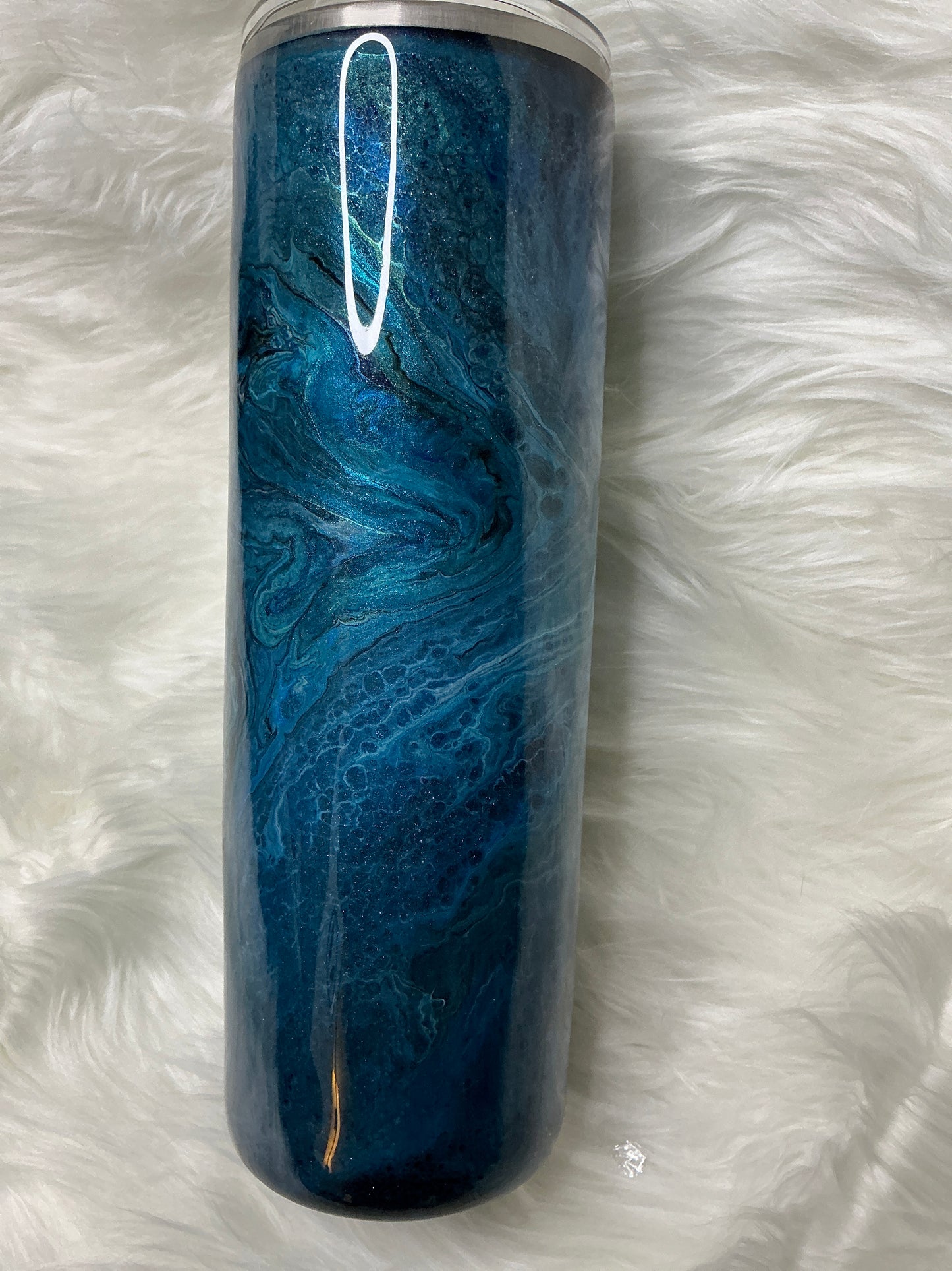 #78.    30 oz Skinny - Turquoise Swirl with Celling