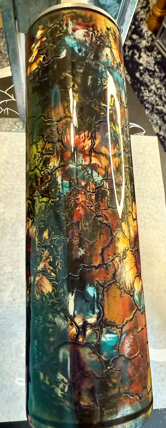 #716. 32 oz Tipsy GRUNGE with Sunflowers Flowers & a Crackle GRUNGE Element Sheet