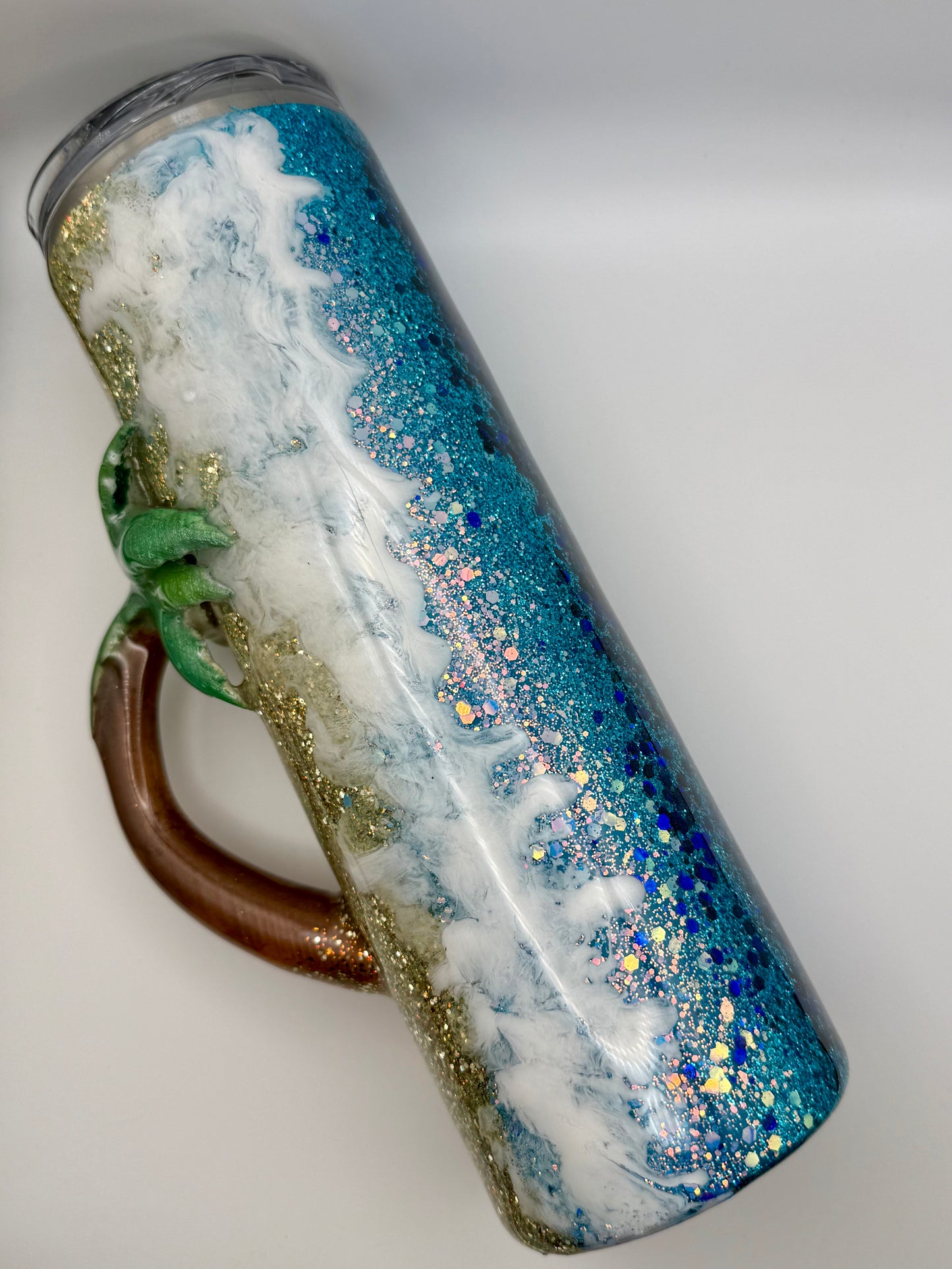 30 oz skinny tumbler with 3-D Palm Tree