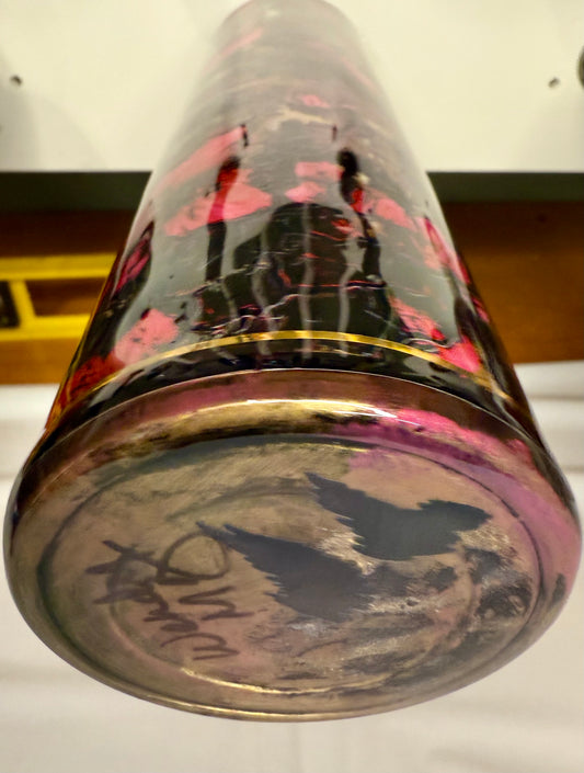 #715. 32 oz Tipsy GRUNGE with Pink Flowers & Leopard print with a GRUNGE Element Sheet