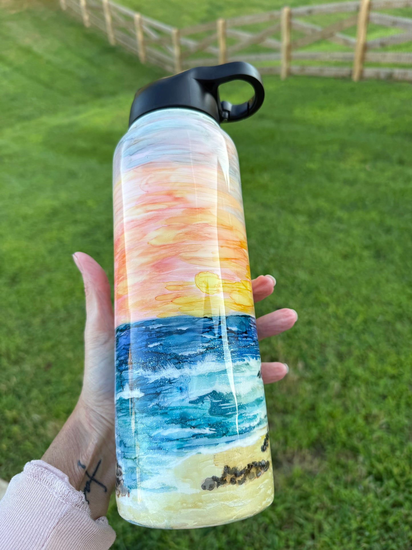 40oz Hydro Lighthouse with Alcohol Inks