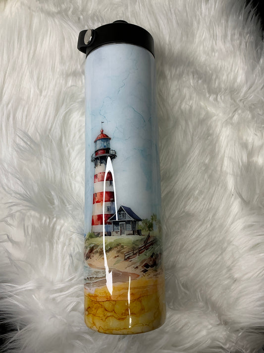#629. 32 oz Plump in a Lighthouse Theme