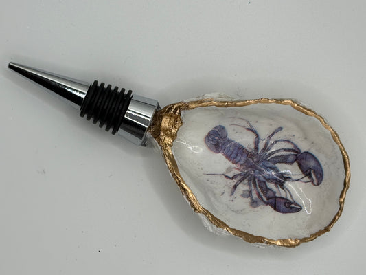 Wine Stopper - Oyster Shell with a Lobster
