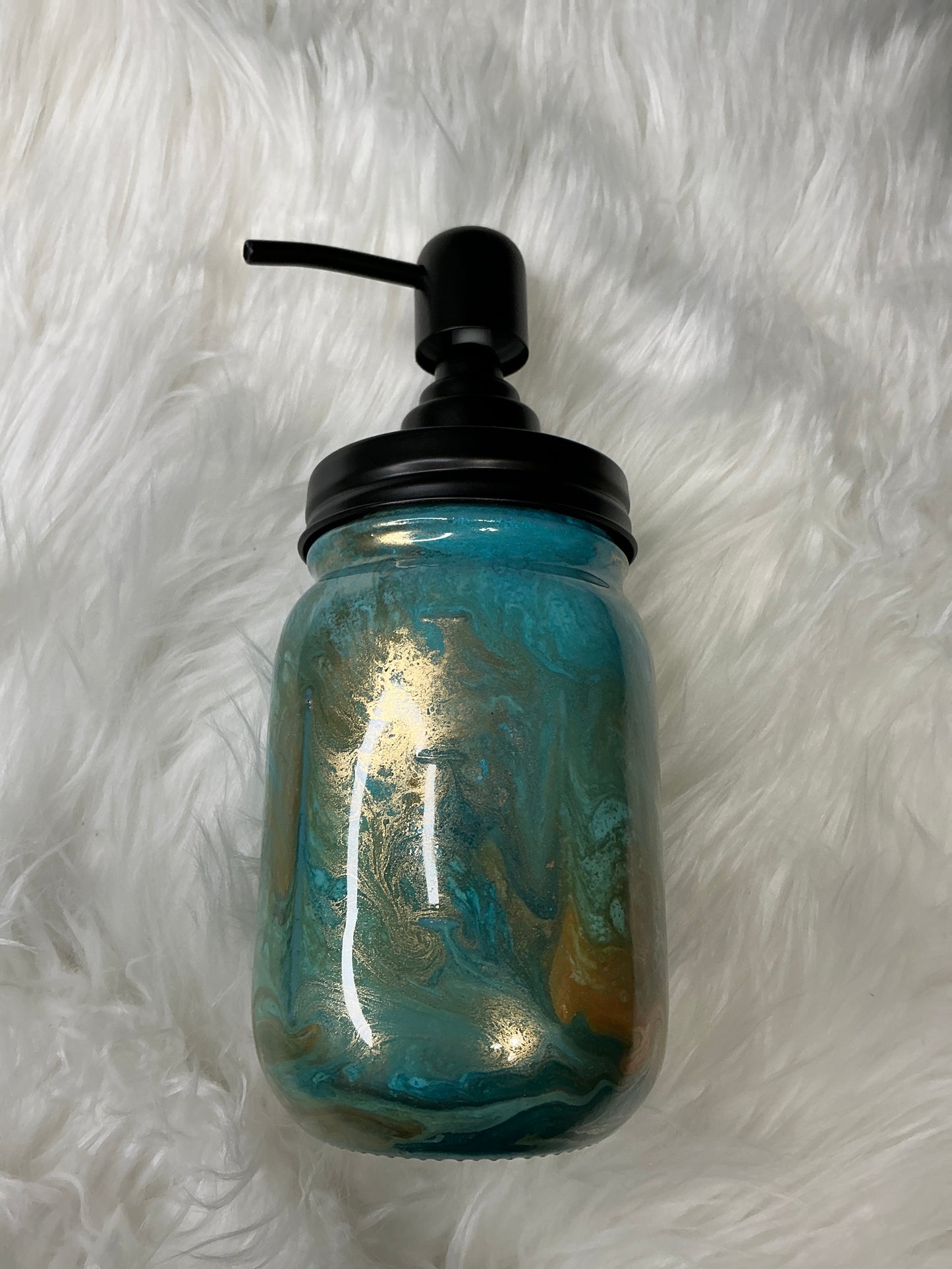 #620.  12oz Soap or Lotion Dispenser -  Turquoise Swirl