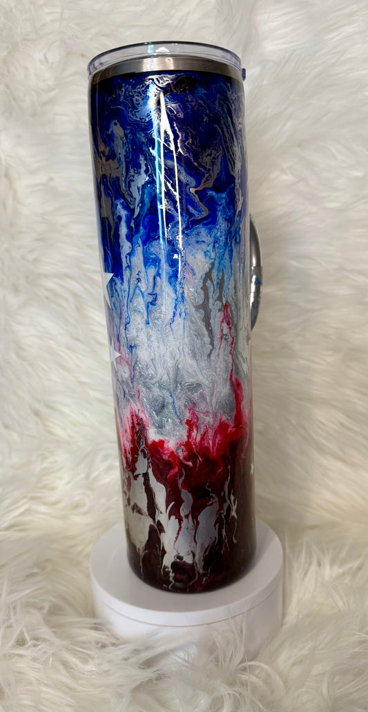 #699. 32 oz Plump Red, White, & Blue Marble Melt
