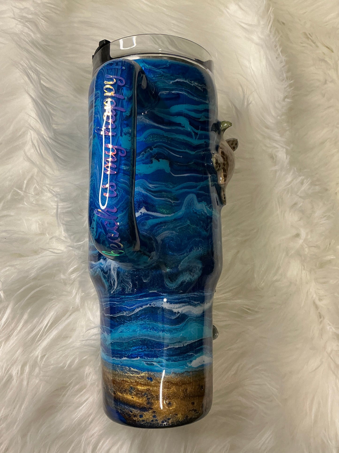 #654.   40 oz Traveler  Sea Turtles in 3-D