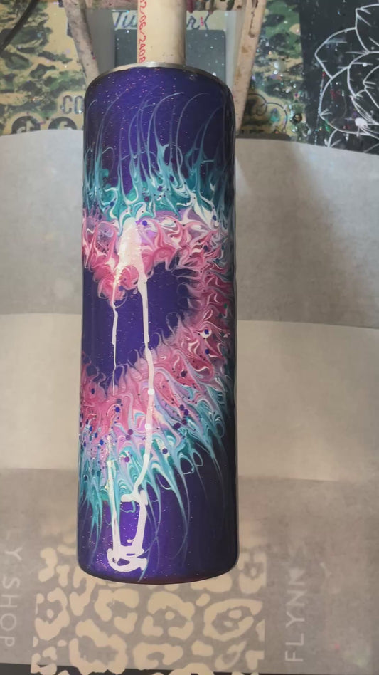 #683. 30 oz Skinny with a Bouji Heart and Purple Base